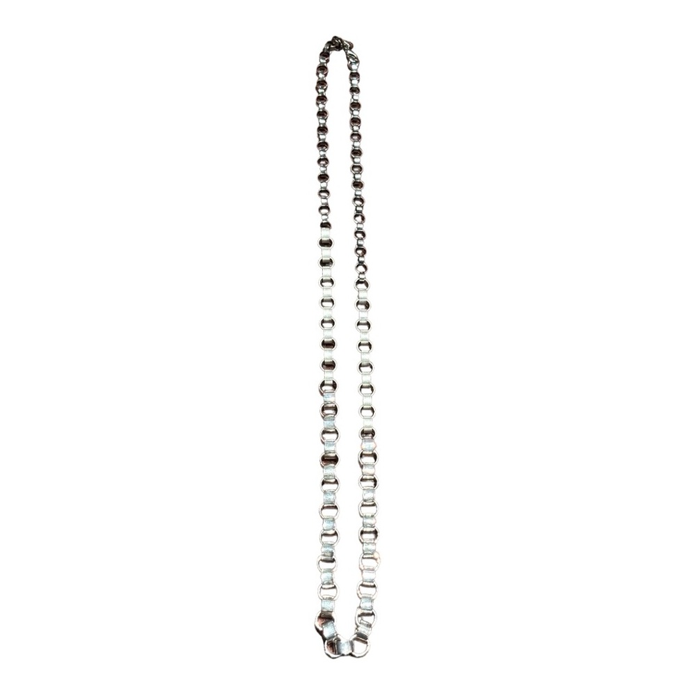 Ann Taylor Loft Stainless Steel 38.5" Circle Link Necklace Women's Black/Silver - Picture 5 of 11